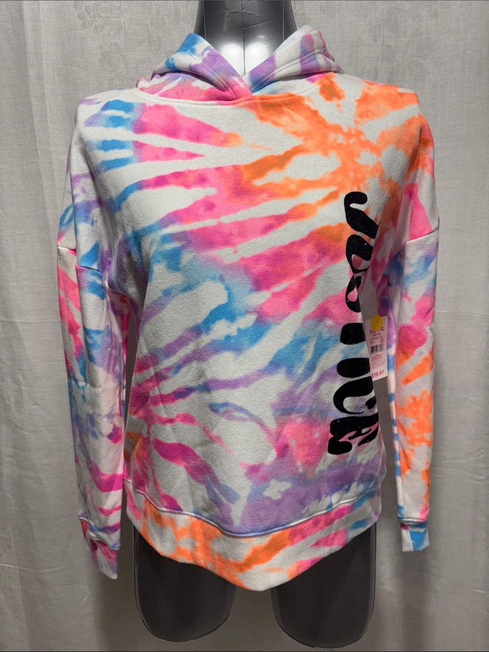 Justice Tie-Dye Hooded Sweatshirt – Pink, Orange, Blue, Purple 106